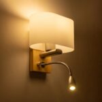 GLOBOSTAR® ELEGANT 01316 Μοντέρνο Φωτιστικό Τοίχου - Απλίκα Ξενοδοχείου Reading Light με Ντουί 1 x E27 LED 3W 360lm 36° AC 220-240V IP20 Θερμό Λευκό 2700K - Bridgelux COB Chip - Λευκό & Μπεζ - Μ15 x Π20 x Υ22.5cm - 2 Χρόνια Εγγύηση - Image 3