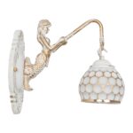 GLOBOSTAR® MERMAID 01317 Vintage Φωτιστικό Τοίχου - Απλίκα με Ντουί 1 x E27 AC 220-240V IP20 - Χρυσό & Λευκό - Μ12.5 x Π28 x Υ27cm - Image 5