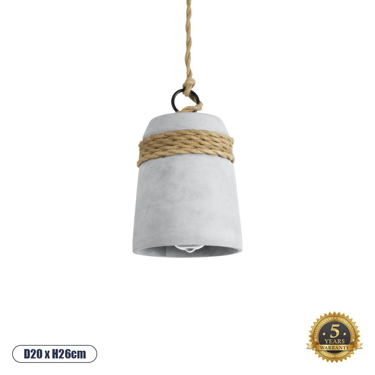 01319_0 GLOBOSTAR® TRIBECA 01319 Boho Κρεμαστό Φωτιστικό Οροφής με Ντουί 1 x E27 AC 220-240V IP20 - Γκρι & Μπεζ - Μ20 x Π20 x Υ26cm - Image 1