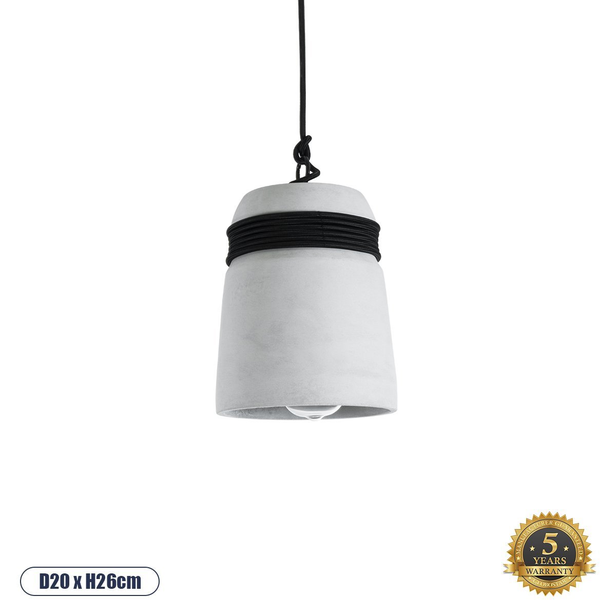 01320_0 GLOBOSTAR® TRIBECA 01320 Μοντέρνο Κρεμαστό Φωτιστικό Οροφής με Ντουί 1 x E27 AC 220-240V IP20 - Γκρι & Μαύρο - Μ20 x Π20 x Υ26cm - Image 1