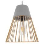 GLOBOSTAR® DURANT 01323 Μοντέρνο Κρεμαστό Φωτιστικό Οροφής με Ντουί 1 x E27 AC 220-240V IP20 - Γκρι & Χρυσό - Μ25 x Π25 x Υ31cm - Image 3