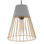 GLOBOSTAR® DURANT 01323 Μοντέρνο Κρεμαστό Φωτιστικό Οροφής με Ντουί 1 x E27 AC 220-240V IP20 - Γκρι & Χρυσό - Μ25 x Π25 x Υ31cm - Image 6