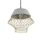 GLOBOSTAR® DURANT 01324 Μοντέρνο Κρεμαστό Φωτιστικό Οροφής με Ντουί 1 x E27 AC 220-240V IP20 - Γκρι & Χρυσό - Μ35 x Π35 x Υ35cm - Image 2