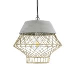 GLOBOSTAR® DURANT 01324 Μοντέρνο Κρεμαστό Φωτιστικό Οροφής με Ντουί 1 x E27 AC 220-240V IP20 - Γκρι & Χρυσό - Μ35 x Π35 x Υ35cm - Image 4