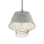 GLOBOSTAR® DURANT 01324 Μοντέρνο Κρεμαστό Φωτιστικό Οροφής με Ντουί 1 x E27 AC 220-240V IP20 - Γκρι & Χρυσό - Μ35 x Π35 x Υ35cm - Image 6