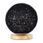 GLOBOSTAR® OCEANA 01338 Boho Επιτραπέζιο Φωτιστικό Πορτατίφ με Ντουί 1 x E27 AC 220-240V IP20 - Μαύρο & Μπεζ - M20 x Π20 x Υ22cm