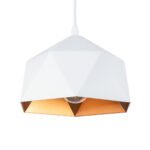GLOBOSTAR® HEXAGON 01377 Μοντέρνο Κρεμαστό Φωτιστικό Οροφής με Ντουί 1 x E27 AC 220-240V IP20 - Λευκό & Χρυσό - Μ21.5 x Π21.5 x Y15cm
