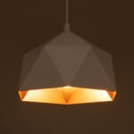 GLOBOSTAR® HEXAGON 01377 Μοντέρνο Κρεμαστό Φωτιστικό Οροφής με Ντουί 1 x E27 AC 220-240V IP20 - Λευκό & Χρυσό - Μ21.5 x Π21.5 x Y15cm - Image 3