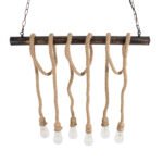 GLOBOSTAR® RAILROAD 01379 Vintage Κρεμαστό Φωτιστικό Οροφής με Ντουί 6 x E27 AC 220-240V IP20 - Μπεζ & Χάλκινο - Μ80 x Π4 x Y55cm - Image 4