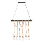 GLOBOSTAR® RAILROAD 01379 Vintage Κρεμαστό Φωτιστικό Οροφής με Ντουί 6 x E27 AC 220-240V IP20 - Μπεζ & Χάλκινο - Μ80 x Π4 x Y55cm - Image 5