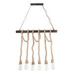 GLOBOSTAR® RAILROAD 01379 Vintage Κρεμαστό Φωτιστικό Οροφής με Ντουί 6 x E27 AC 220-240V IP20 - Μπεζ & Χάλκινο - Μ80 x Π4 x Y55cm - Image 6