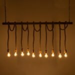 GLOBOSTAR® RAILROAD 01380 Vintage Κρεμαστό Φωτιστικό Οροφής με Ντουί 10 x E27 AC 220-240V IP20 - Μπεζ & Χάλκινο - Μ150 x Π4 x Y62.5cm - Image 3