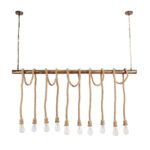 GLOBOSTAR® RAILROAD 01380 Vintage Κρεμαστό Φωτιστικό Οροφής με Ντουί 10 x E27 AC 220-240V IP20 - Μπεζ & Χάλκινο - Μ150 x Π4 x Y62.5cm - Image 4