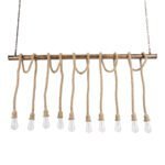 GLOBOSTAR® RAILROAD 01380 Vintage Κρεμαστό Φωτιστικό Οροφής με Ντουί 10 x E27 AC 220-240V IP20 - Μπεζ & Χάλκινο - Μ150 x Π4 x Y62.5cm - Image 5
