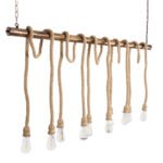 GLOBOSTAR® RAILROAD 01380 Vintage Κρεμαστό Φωτιστικό Οροφής με Ντουί 10 x E27 AC 220-240V IP20 - Μπεζ & Χάλκινο - Μ150 x Π4 x Y62.5cm - Image 7