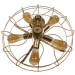 GLOBOSTAR® FAN 01381 Vintage Φωτιστικό Τοίχου - Απλίκα με Ντουί 5 x E27 AC 220-240V IP20 - Μπρούτζινο - Μ46 x Π22 x Υ46cm - Image 4