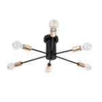GLOBOSTAR® OLINDA 01384 Μοντέρνο Φωτιστικό Οροφής με Ντουί 6 x E27 AC 220-240V IP20 - Μαύρο & Χάλκινο - Μ60 x Π60 x Υ20cm - Image 2
