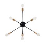 GLOBOSTAR® OLINDA 01384 Μοντέρνο Φωτιστικό Οροφής με Ντουί 6 x E27 AC 220-240V IP20 - Μαύρο & Χάλκινο - Μ60 x Π60 x Υ20cm - Image 7