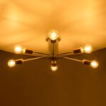 GLOBOSTAR® OLINDA 01385 Μοντέρνο Φωτιστικό Οροφής με Ντουί 6 x E27 AC 220-240V IP20 - Λευκό & Χάλκινο - Μ60 x Π60 x Υ20cm - Image 3