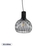 GLOBOSTAR® SCANDI 01386 Vintage Κρεμαστό Φωτιστικό Οροφής με Ντουί 1 x E27 AC 220-240V IP20 - Μαύρο - Μ23 x Π23 x Υ30cm