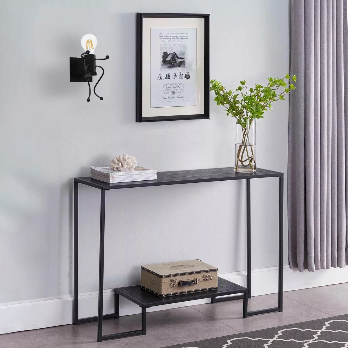 01388_01 GLOBOSTAR® FIGURE 10001388 Μοντέρνο Φωτιστικό Τοίχου - Απλίκα με Ντουί 1 x E27 AC 220-240V IP20 - Μαύρο - Μ12 x Π19 x Υ17cm - Image 1