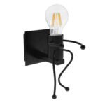 GLOBOSTAR® FIGURE 10001388 Μοντέρνο Φωτιστικό Τοίχου - Απλίκα με Ντουί 1 x E27 AC 220-240V IP20 - Μαύρο - Μ12 x Π19 x Υ17cm - Image 2