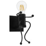 GLOBOSTAR® LITTLEMAN 01388 Vintage Φωτιστικό Τοίχου - Απλίκα με Ντουί 1 x E27 AC 220-240V IP20 - Μαύρο - Μ12 x Π19 x Υ17cm