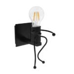 GLOBOSTAR® LITTLEMAN 01388 Vintage Φωτιστικό Τοίχου - Απλίκα με Ντουί 1 x E27 AC 220-240V IP20 - Μαύρο - Μ12 x Π19 x Υ17cm - Image 2