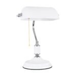 GLOBOSTAR® LIBRARY 01390 Vintage Επιτραπέζιο Φωτιστικό Πορτατίφ με Ντουί 1 x E27 AC 220-240V IP20 - Λευκό & Ασημί - Μ26.5 x Π19 x Υ38cm