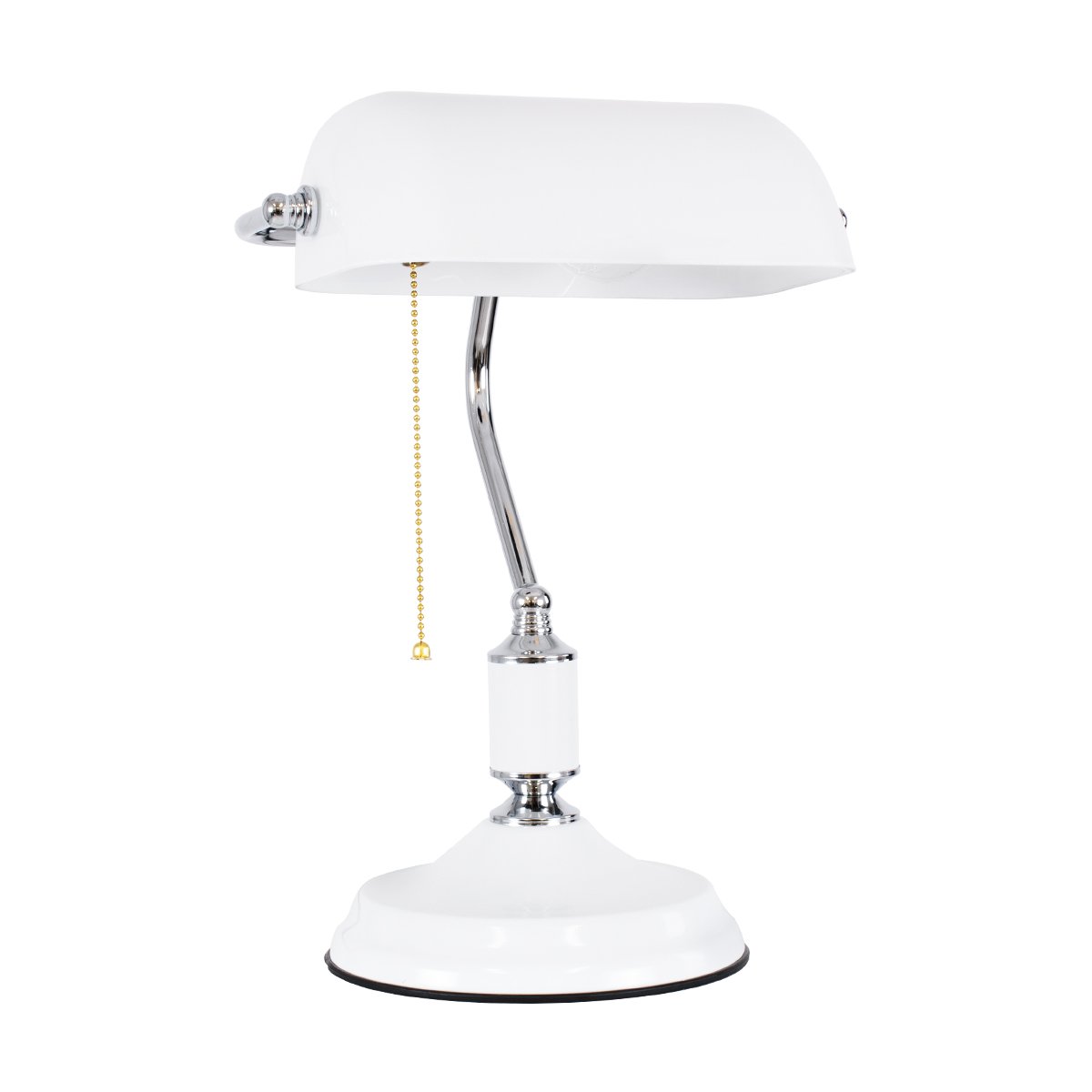 01390_0 GLOBOSTAR® LIBRARY 01390 Vintage Επιτραπέζιο Φωτιστικό Πορτατίφ με Ντουί 1 x E27 AC 220-240V IP20 - Λευκό & Ασημί - Μ26.5 x Π19 x Υ38cm - Image 1