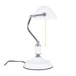GLOBOSTAR® LIBRARY 01390 Vintage Επιτραπέζιο Φωτιστικό Πορτατίφ με Ντουί 1 x E27 AC 220-240V IP20 - Λευκό & Ασημί - Μ26.5 x Π19 x Υ38cm - Image 4