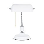 GLOBOSTAR® LIBRARY 01390 Vintage Επιτραπέζιο Φωτιστικό Πορτατίφ με Ντουί 1 x E27 AC 220-240V IP20 - Λευκό & Ασημί - Μ26.5 x Π19 x Υ38cm - Image 6