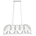 GLOBOSTAR® NEST 01403 Vintage Κρεμαστό Φωτιστικό Οροφής με Ντουί 4 x E27 AC 220-240V IP20 - Λευκό & Πράσινο - Μ103 x Π34 x Υ36.5cm - Image 8