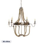 GLOBOSTAR® VICTORIAN 01404 Vintage Κρεμαστό Φωτιστικό Οροφής με Ντουί 6 x E14 AC 220-240V IP20 - Χάλκινο Εφέ Σκουριάς & Μπεζ - Μ85 x Π85 x Υ85cm