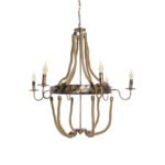 GLOBOSTAR® VICTORIAN 01404 Vintage Κρεμαστό Φωτιστικό Οροφής με Ντουί 6 x E14 AC 220-240V IP20 - Χάλκινο Εφέ Σκουριάς & Μπεζ - Μ85 x Π85 x Υ85cm - Image 2