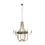 GLOBOSTAR® VICTORIAN 01404 Vintage Κρεμαστό Φωτιστικό Οροφής με Ντουί 6 x E14 AC 220-240V IP20 - Χάλκινο Εφέ Σκουριάς & Μπεζ - Μ85 x Π85 x Υ85cm - Image 4