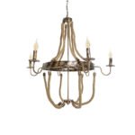 GLOBOSTAR® VICTORIAN 01404 Vintage Κρεμαστό Φωτιστικό Οροφής με Ντουί 6 x E14 AC 220-240V IP20 - Χάλκινο Εφέ Σκουριάς & Μπεζ - Μ85 x Π85 x Υ85cm - Image 6