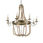 GLOBOSTAR® VICTORIAN 01405 Vintage Κρεμαστό Φωτιστικό Οροφής με Ντουί 8 x E14 AC 220-240V IP20 - Μπρούτζινο Εφέ Σκουριάς & Μπεζ - Μ87 x Π87 x Υ80cm