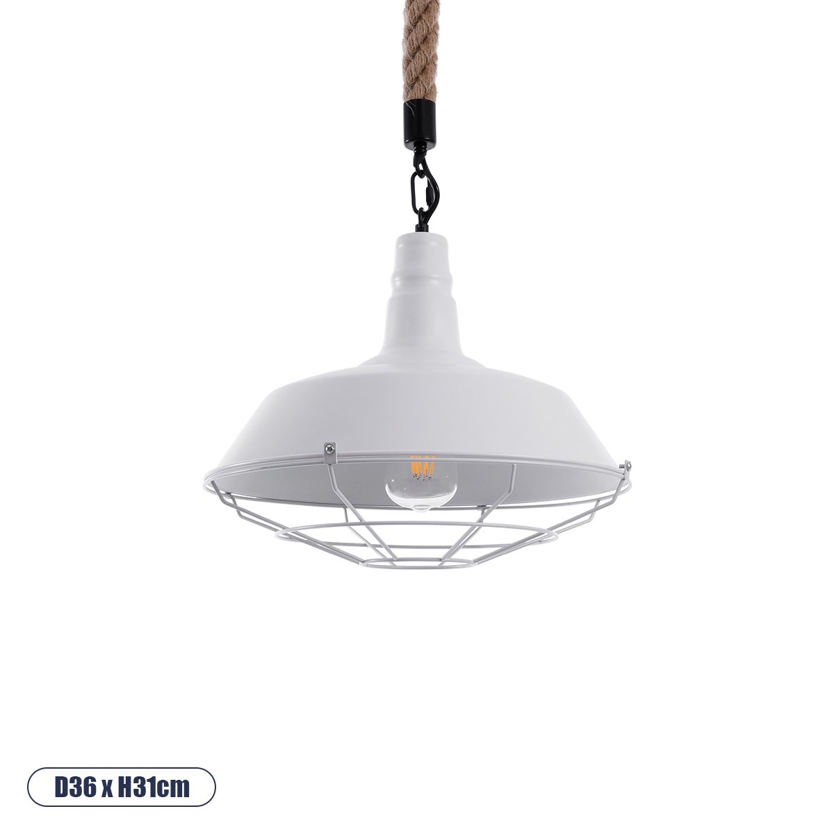 01409_0 GLOBOSTAR® CRANE 01409 Vintage Κρεμαστό Φωτιστικό Οροφής με Ντουί 1 x E27 AC 220-240V IP20 - Λευκό & Μπεζ - Μ36 x Π36 x Υ31cm - Image 1