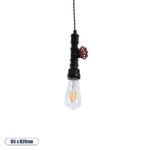 GLOBOSTAR® SPIGOT 01415 Vintage Κρεμαστό Φωτιστικό Οροφής με Ντουί 1 x E27 AC 220-240V IP20 - Μαύρο & Κόκκινο - Μ5 x Π5 x Y20cm