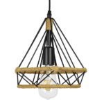 GLOBOSTAR® FLUTED 01421 Vintage Κρεμαστό Φωτιστικό Οροφής με Ντουί 1 x E27 AC 220-240V IP20 - Μαύρο & Μπεζ - Μ25 x Π25 x Y24cm - Image 3