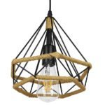 GLOBOSTAR® FLUTED 01421 Vintage Κρεμαστό Φωτιστικό Οροφής με Ντουί 1 x E27 AC 220-240V IP20 - Μαύρο & Μπεζ - Μ25 x Π25 x Y24cm - Image 4