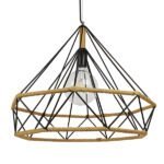 GLOBOSTAR® FLUTED 01422 Vintage Κρεμαστό Φωτιστικό Οροφής με Ντουί 1 x E27 AC 220-240V IP20 - Μαύρο & Μπεζ - Μ50 x Π50 x Y44cm