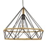 GLOBOSTAR® FLUTED 01422 Vintage Κρεμαστό Φωτιστικό Οροφής με Ντουί 1 x E27 AC 220-240V IP20 - Μαύρο & Μπεζ - Μ50 x Π50 x Y44cm - Image 3