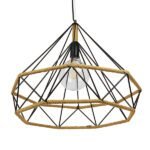 GLOBOSTAR® FLUTED 01422 Vintage Κρεμαστό Φωτιστικό Οροφής με Ντουί 1 x E27 AC 220-240V IP20 - Μαύρο & Μπεζ - Μ50 x Π50 x Y44cm - Image 4