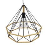 GLOBOSTAR® FLUTED 01422 Vintage Κρεμαστό Φωτιστικό Οροφής με Ντουί 1 x E27 AC 220-240V IP20 - Μαύρο & Μπεζ - Μ50 x Π50 x Y44cm - Image 5