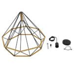 GLOBOSTAR® FLUTED 01422 Vintage Κρεμαστό Φωτιστικό Οροφής με Ντουί 1 x E27 AC 220-240V IP20 - Μαύρο & Μπεζ - Μ50 x Π50 x Y44cm - Image 9