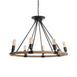 GLOBOSTAR® MILLBANK 01423 Vintage Κρεμαστό Φωτιστικό Οροφής με Ντουί 8 x E27 AC 220-240V IP20 - Μαύρο & Μπεζ - Μ80 x Π80 x Y54cm - Image 2