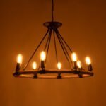 GLOBOSTAR® MILLBANK 01423 Vintage Κρεμαστό Φωτιστικό Οροφής με Ντουί 8 x E27 AC 220-240V IP20 - Μαύρο & Μπεζ - Μ80 x Π80 x Y54cm - Image 3