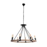 GLOBOSTAR® MILLBANK 01423 Vintage Κρεμαστό Φωτιστικό Οροφής με Ντουί 8 x E27 AC 220-240V IP20 - Μαύρο & Μπεζ - Μ80 x Π80 x Y54cm - Image 4